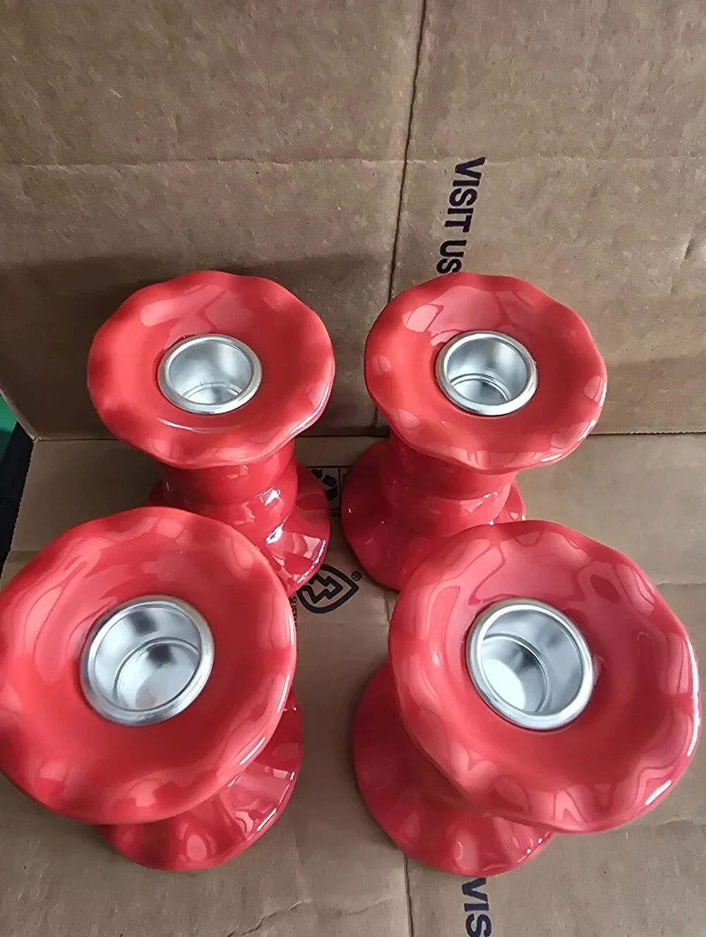 Bundle Of 4 My Texas House Candle Holder Red